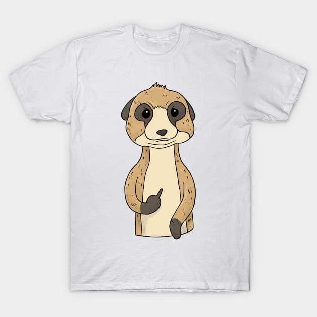 Grumpy Meerkat Holding Middle Finger T-Shirt by Mesyo